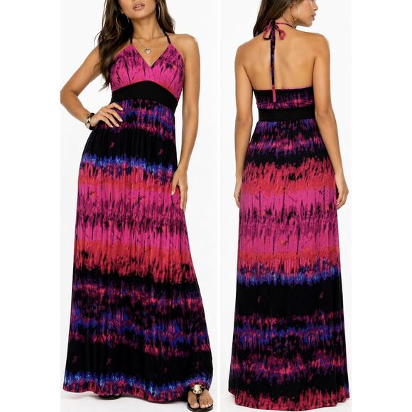 Baby Phat Dresses & Skirts - Baby Phat Vintage Y2K Halter Maxi Long Dress Tie Dye Cat Logo Print Plus Size 3X